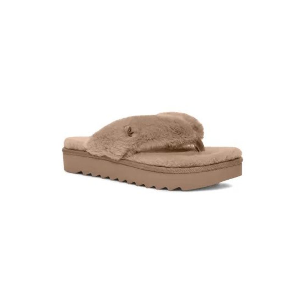 Koolaburra Taupe Faux-Fur Platform Thong Sandals